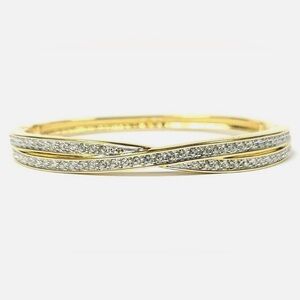 Swarovski Edith Crystal Gold Plated Bangle Bracelet 6 1/2 Inches